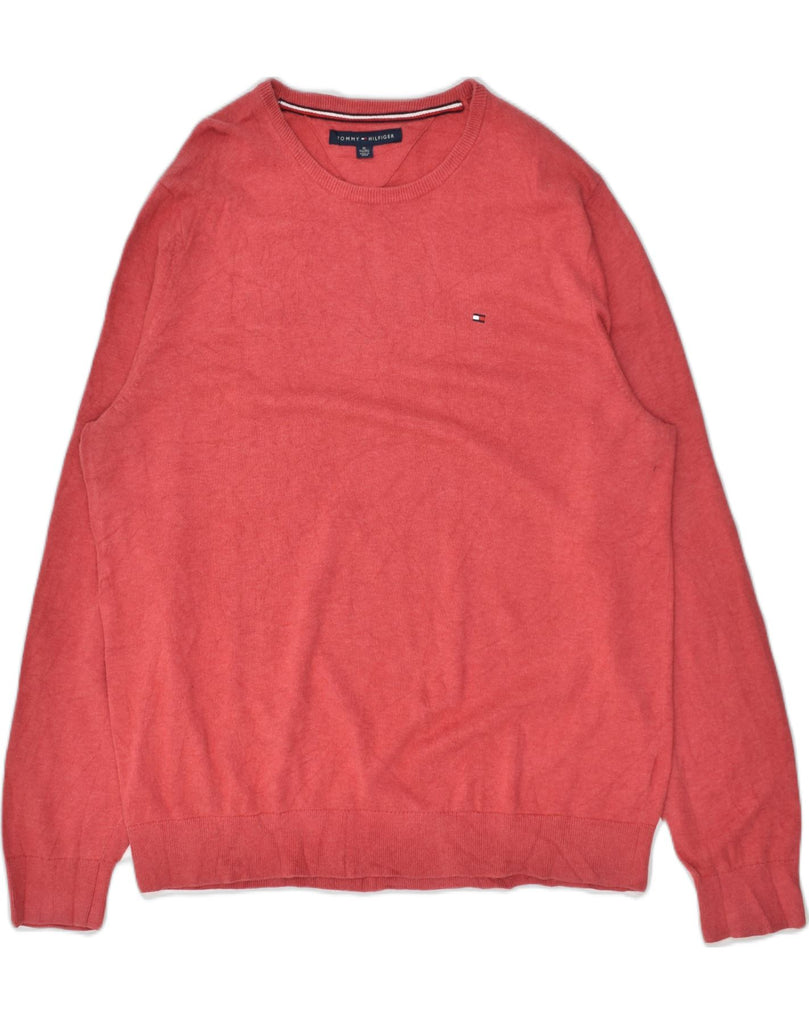 TOMMY HILFIGER Mens Crew Neck Jumper Sweater XL Red Cotton | Vintage Tommy Hilfiger | Thrift | Second-Hand Tommy Hilfiger | Used Clothing | Messina Hembry 