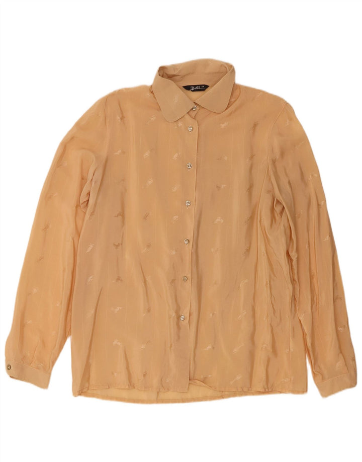Barth Womens Abstract Pattern Long Sleeve Shirt Blouse IT 42 Medium Beige