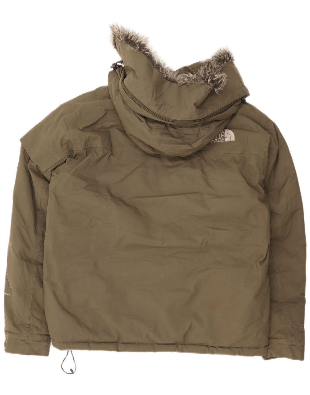 The North Face Mens Hooded Padded Jacket UK 38 Medium Khaki Nylon