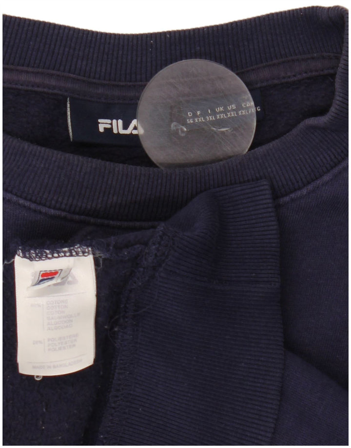 Fila Mens Graphic Sweatshirt Jumper 2XL Navy Blue Cotton