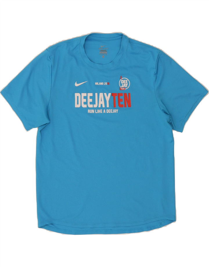 NIKE Mens DeeJay Ten Milano 2016 Graphic T-Shirt Top Medium Blue Polyester Vintage Nike and Second-Hand Nike from Messina Hembry 