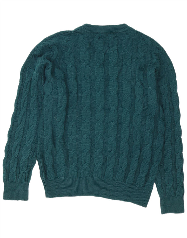 Fila Mens V-Neck Jumper Sweater IT 52 Large Green Virgin Wool