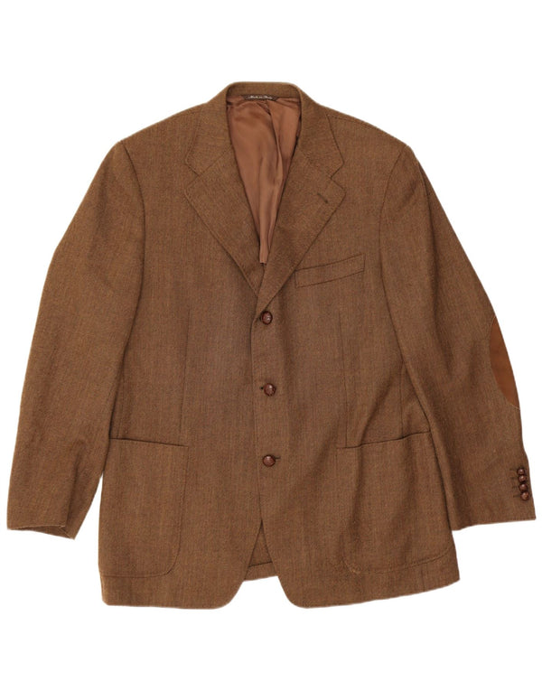 Canali Mens 3 Button Blazer Jacket IT 54 2XL Brown Virgin Wool