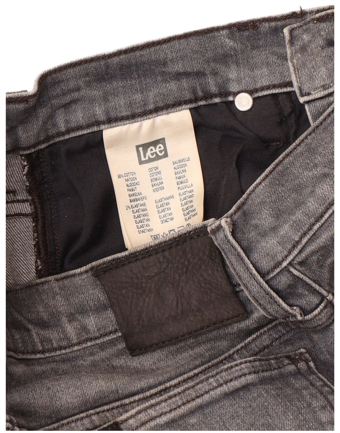 Lee Womens Rider Slim Jeans W28 L32 Grey Cotton