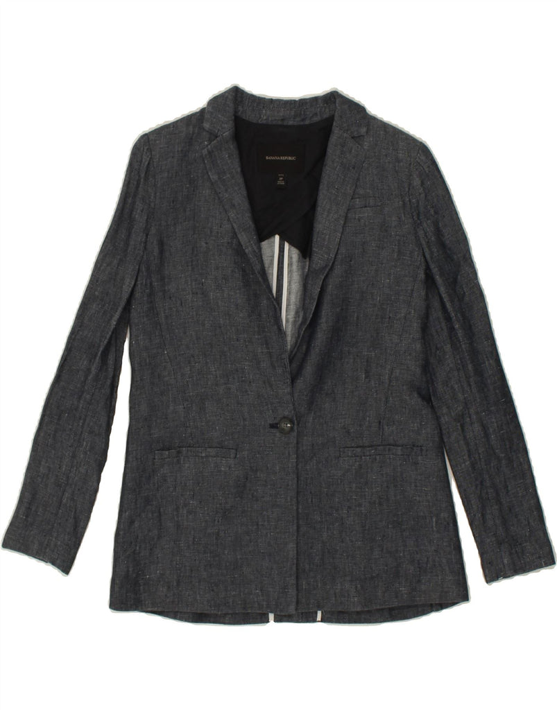 BANANA REPUBLIC Womens Petite 1 Button Blazer Jacket US 2 XS Navy Blue Vintage Banana Republic and Second-Hand Banana Republic from Messina Hembry 