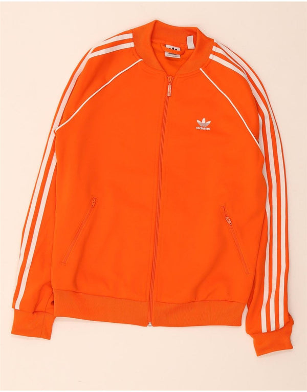 Adidas Womens Tracksuit Top Jacket UK 10 Small Orange Polyester