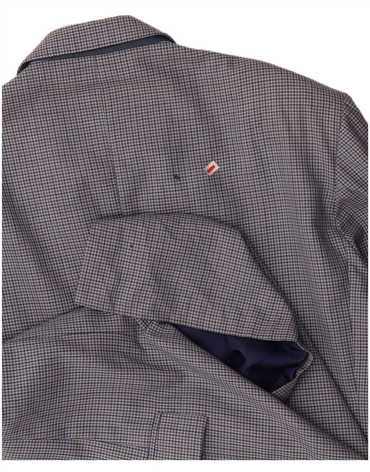 VINTAGE Mens 2 Button Blazer Jacket IT 50 Large Blue Check Wool