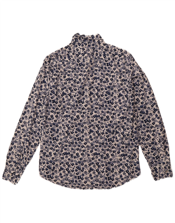 Massimo Dutti Mens Shirt Large Navy Blue Floral