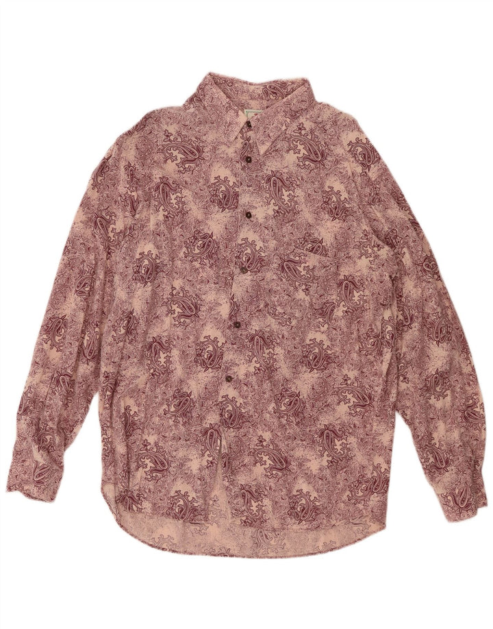 LEADER Mens Shirt XL Purple Paisley Viscose