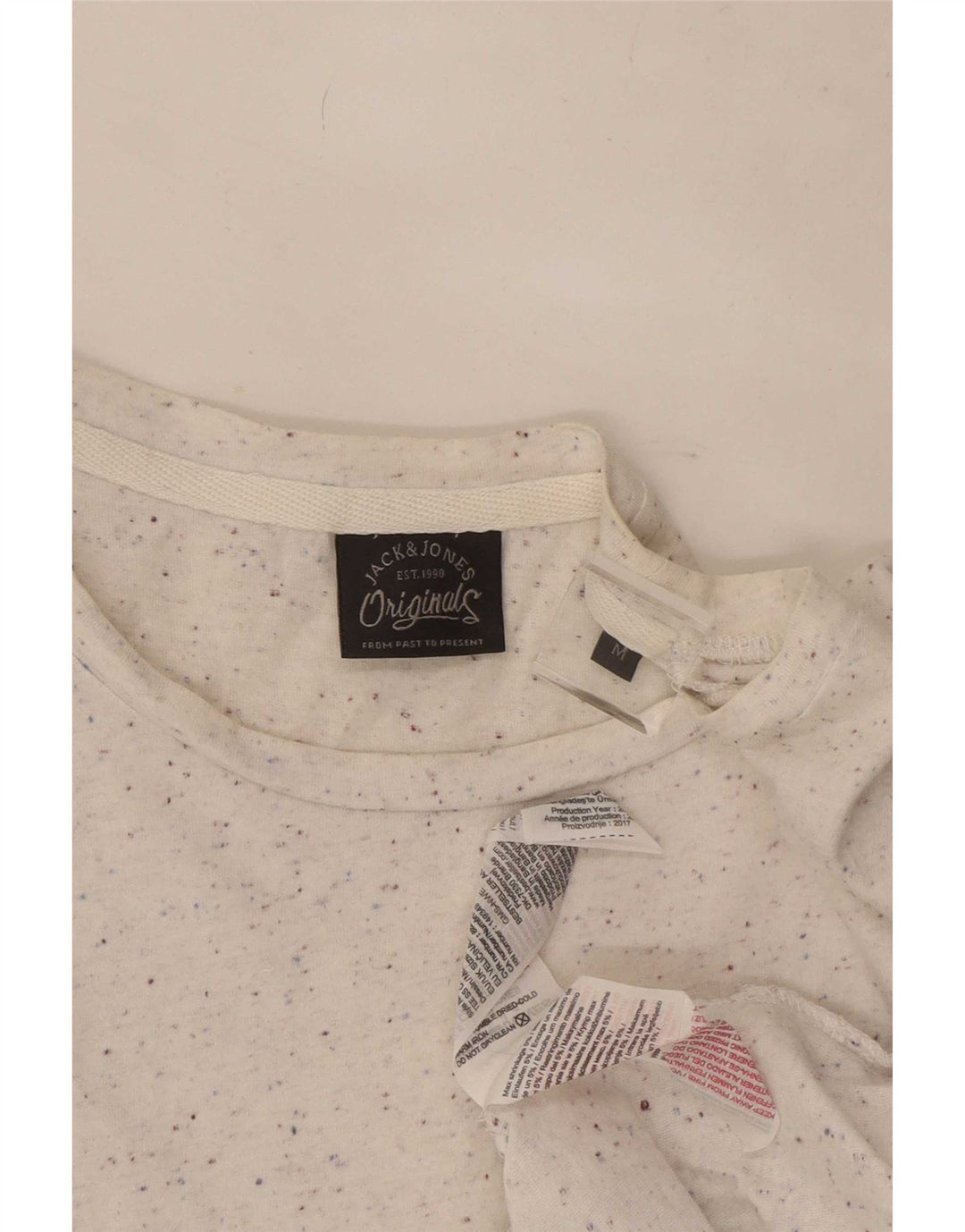 Jack & Jones Mens T-Shirt Top Medium White Flecked Cotton