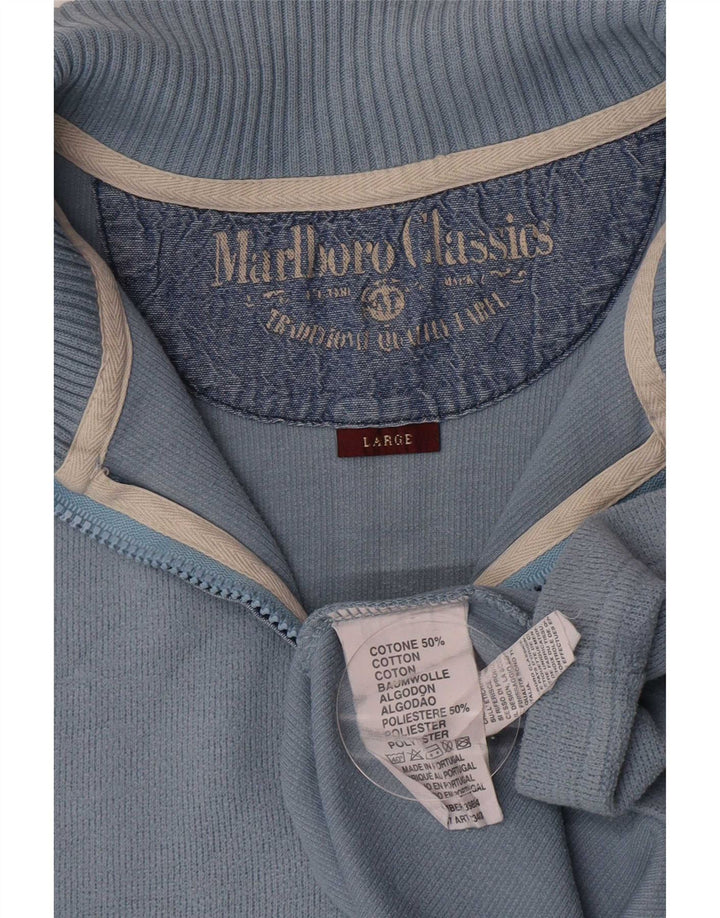 Marlboro Classics Boys Zip Neck Jumper Sweater 15-16 Years Large Blue