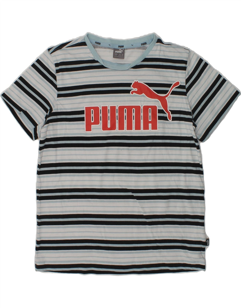 PUMA Boys Graphic T-Shirt Top 11-12 Years Blue Striped Cotton | Vintage Puma | Thrift | Second-Hand Puma | Used Clothing | Messina Hembry 