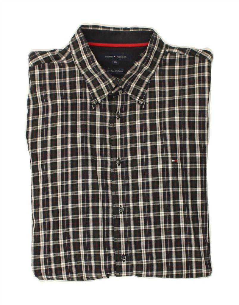 TOMMY HILFIGER Mens Shirt XL Black Check Cotton | Vintage Tommy Hilfiger | Thrift | Second-Hand Tommy Hilfiger | Used Clothing | Messina Hembry 