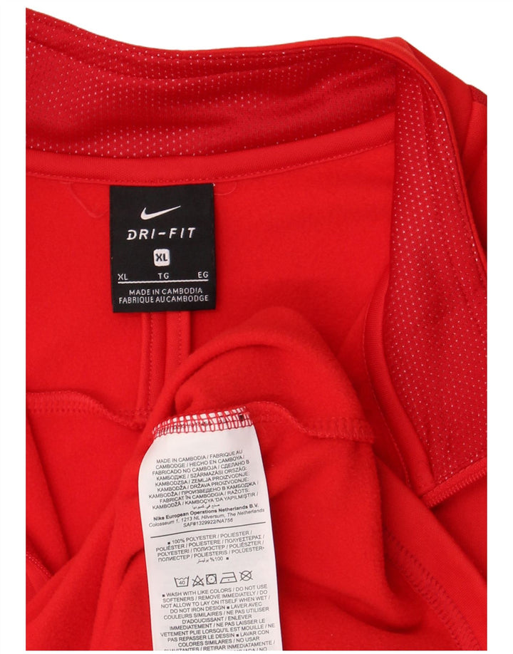 Nike Mens Dri Fit Zip Neck Pullover Tracksuit Top XL Red Polyester