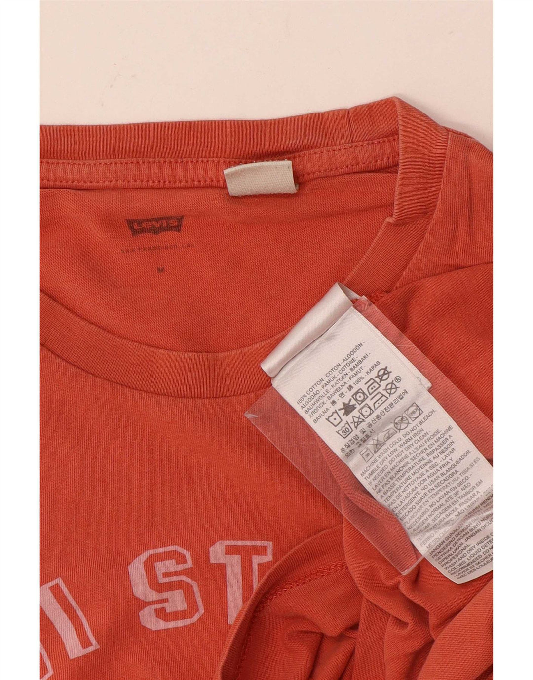 Levi's Mens Graphic T-Shirt Top Medium Orange Cotton