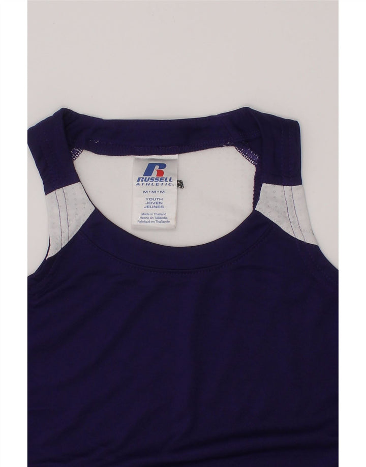 RUSSELL ATHLETIC Boys Dri-Power Vest Top 10-11 Years Medium Purple