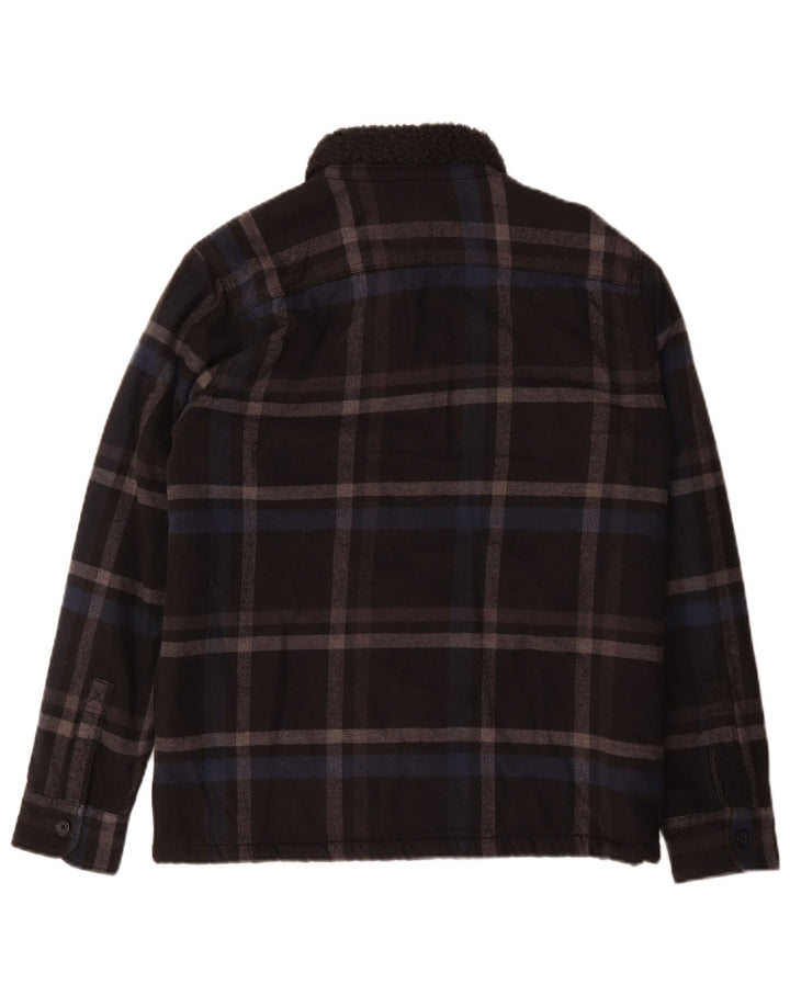 Hollister Mens Sherpa Jacket UK 36 Small Black Check Cotton