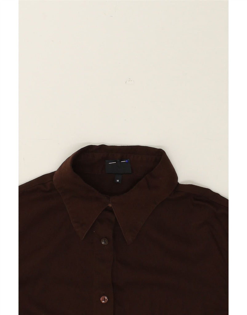 TRUSSARDI Womens Crop Shirt UK 12 Medium Brown Cotton | Vintage Trussardi | Thrift | Second-Hand Trussardi | Used Clothing | Messina Hembry 