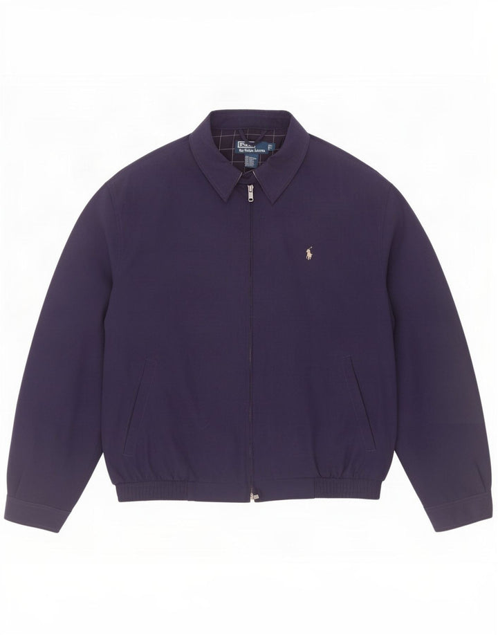 Polo Ralph Lauren Mens Bomber Jacket UK 40 Large Navy Blue Polyester