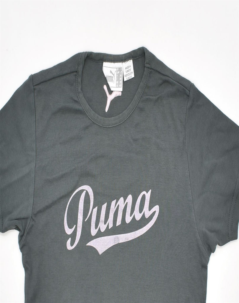 PUMA Womens Graphic T-Shirt Top UK 10 Small Grey Cotton | Vintage | Thrift | Second-Hand | Used Clothing | Messina Hembry 