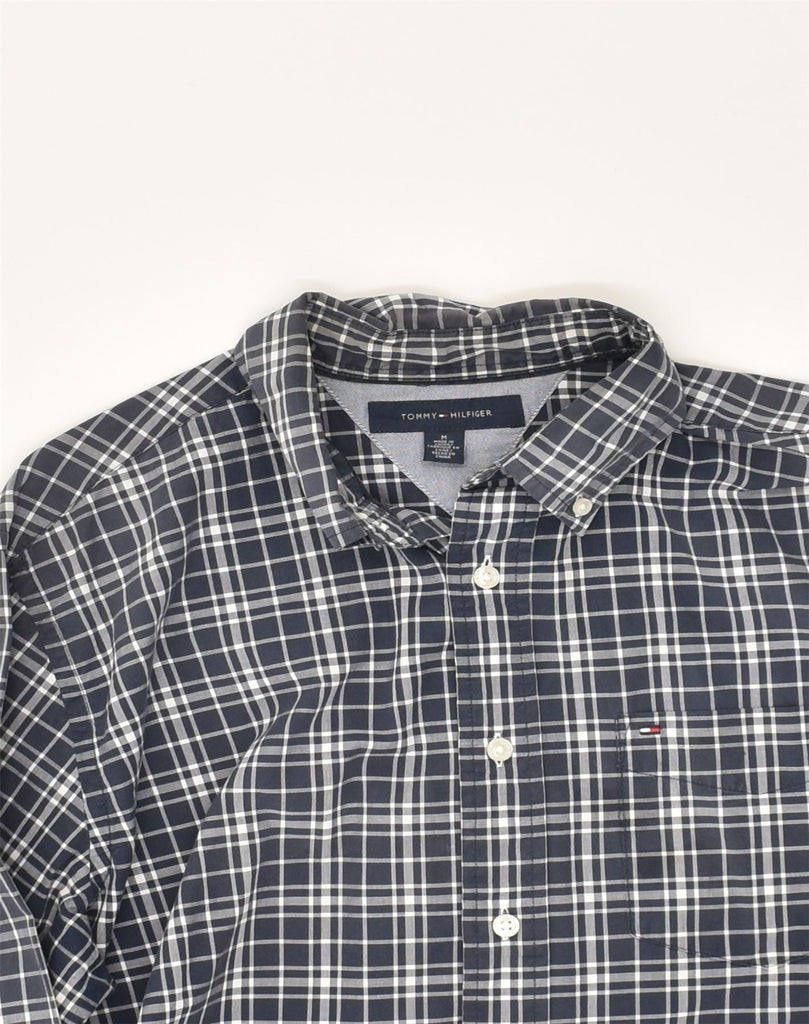 TOMMY HILFIGER Mens Shirt Medium Navy Blue Check Cotton | Vintage Tommy Hilfiger | Thrift | Second-Hand Tommy Hilfiger | Used Clothing | Messina Hembry 