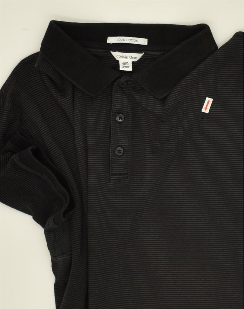 CALVIN KLEIN Mens Polo Shirt Large Black Cotton | Vintage Calvin Klein | Thrift | Second-Hand Calvin Klein | Used Clothing | Messina Hembry 