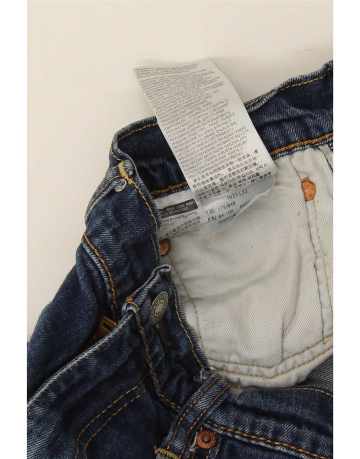 Levi's Womens Distressed Straight Jeans W33 L32 Blue Cotton