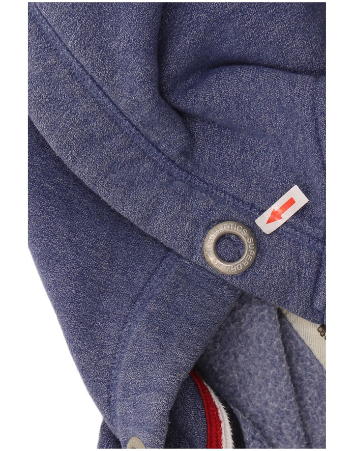 SUPERDRY Mens Graphic Zip Hoodie Sweater Small Blue Cotton
