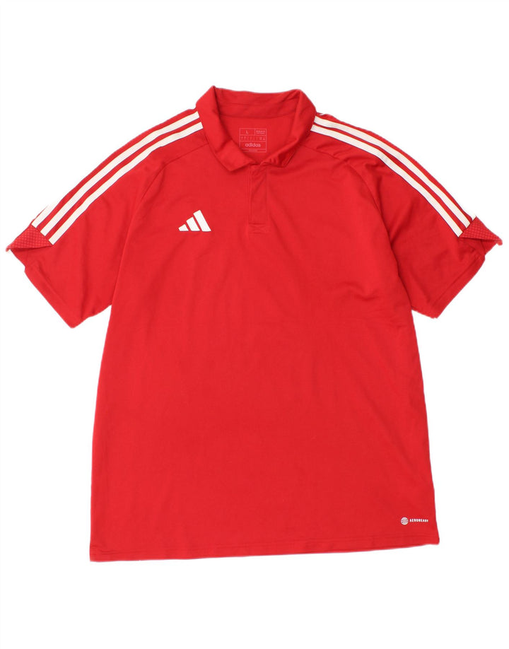 ADIDAS Mens Regular Fit Polo Shirt Large Red Polyester