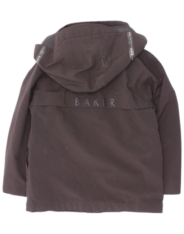 Ted Baker Boys Graphic Hooded Rain Jacket 4-5 Years Black Polyester