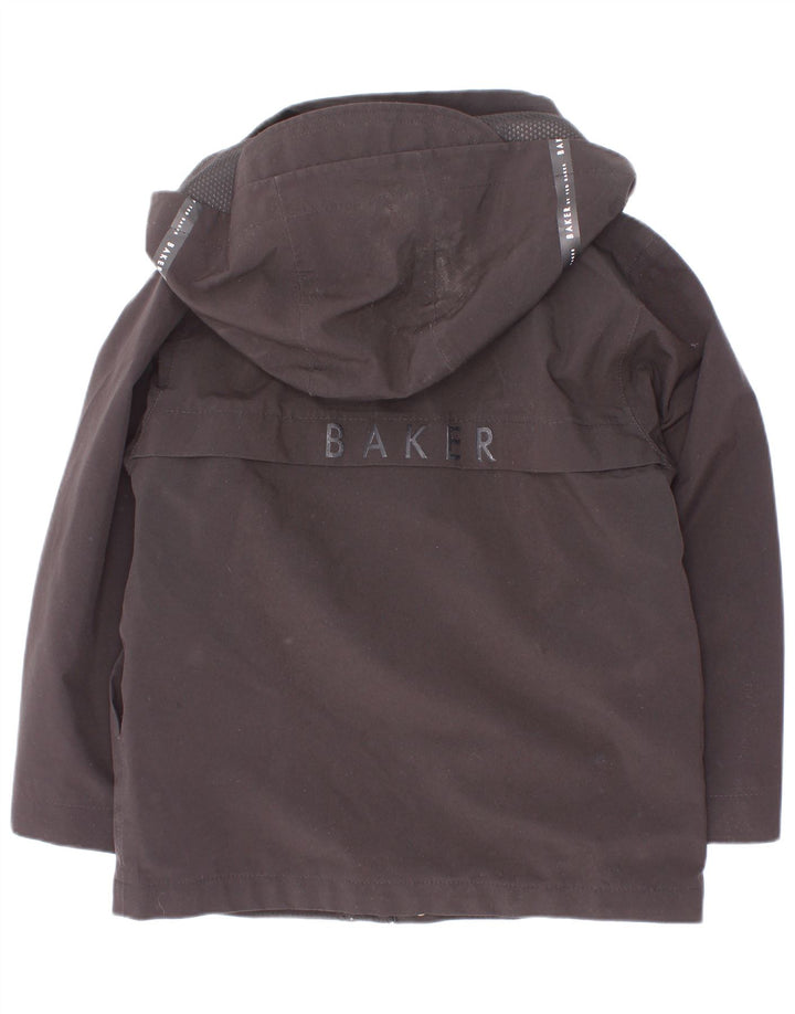 Ted Baker Boys Graphic Hooded Rain Jacket 4-5 Years Black Polyester