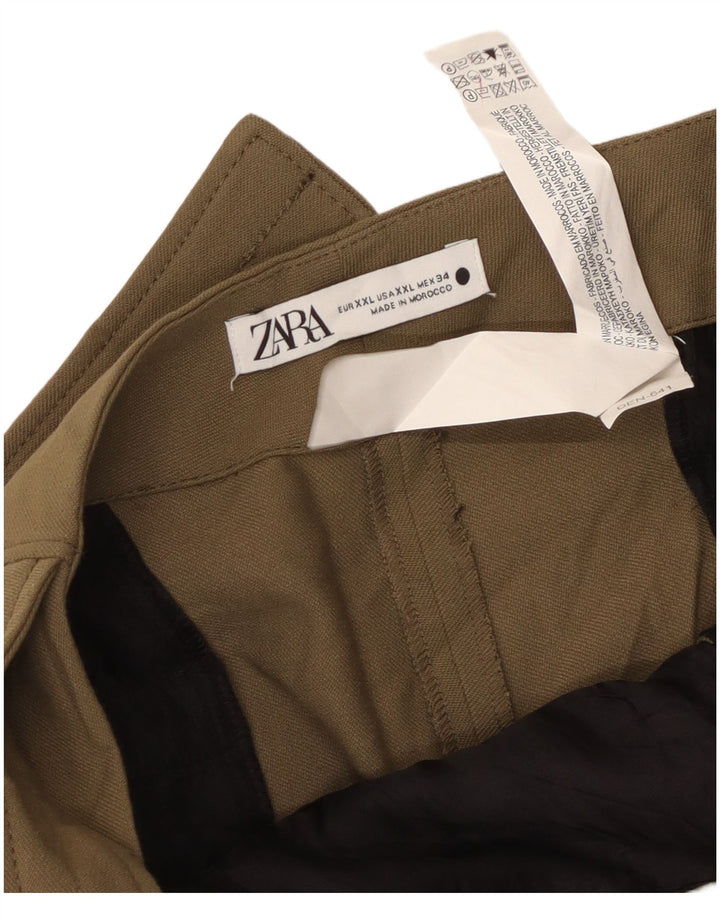 Zara Womens Capri Trousers 2XL W36 L20 Khaki Polyester