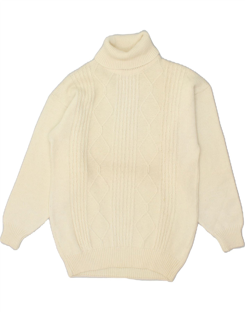 VINTAGE Womens Roll Neck Jumper Sweater EU 36/38 Medium Off White Vintage Vintage and Second-Hand Vintage from Messina Hembry 