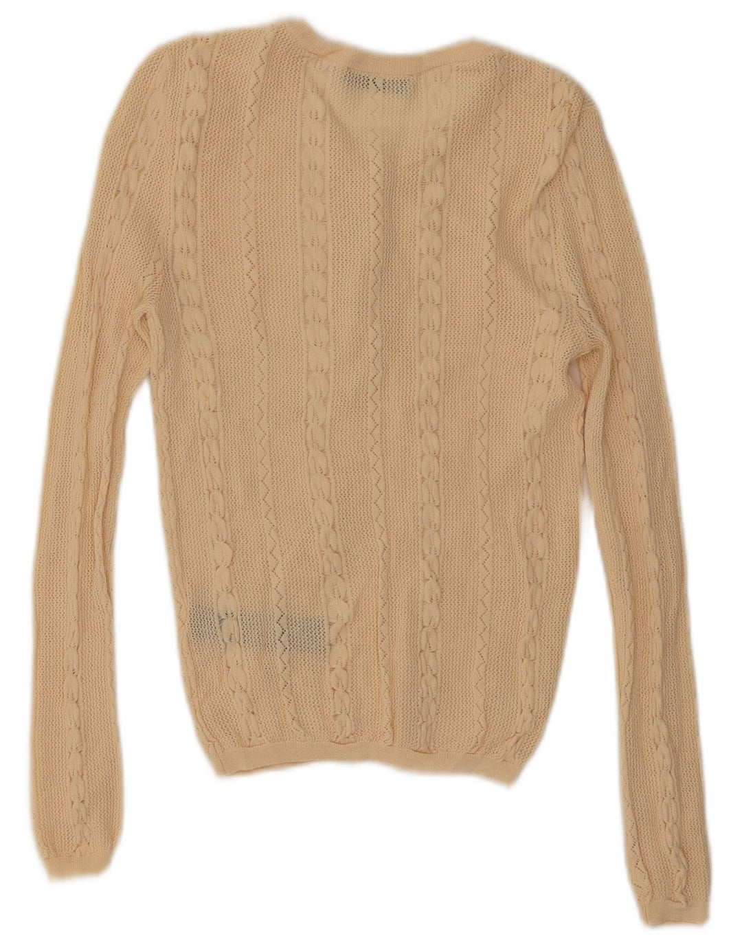 Zara Womens V-Neck Jumper Sweater UK 8 Small Beige Viscose