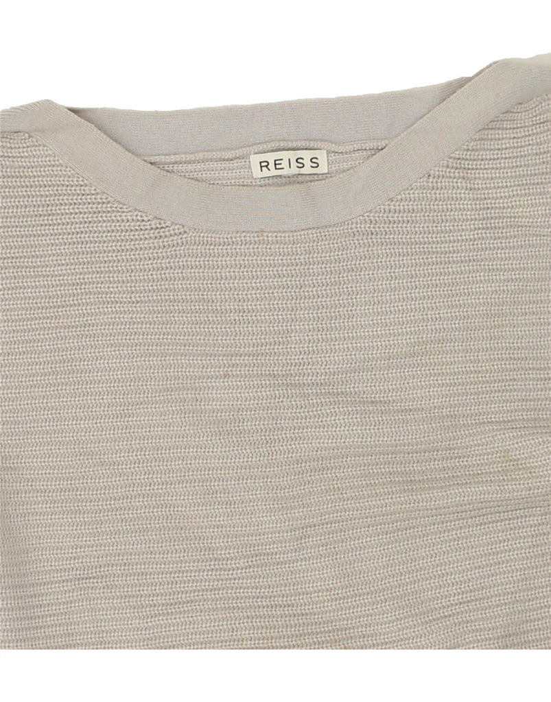 REISS Womens Boat Neck Jumper Sweater UK 12 Medium Grey Acrylic | Vintage Reiss | Thrift | Second-Hand Reiss | Used Clothing | Messina Hembry 