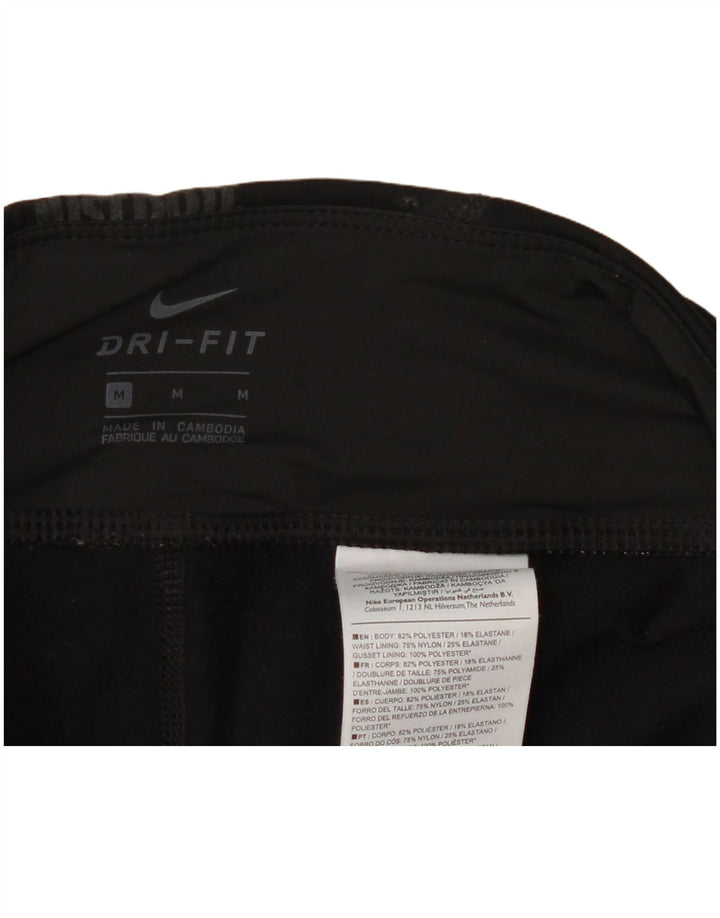Nike Womens Dri Fit Graphic Leggings UK 14 Medium Black Geometric