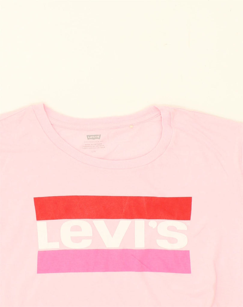 LEVI'S Womens Graphic T-Shirt Top UK 16 Large Pink Cotton | Vintage Levi's | Thrift | Second-Hand Levi's | Used Clothing | Messina Hembry 