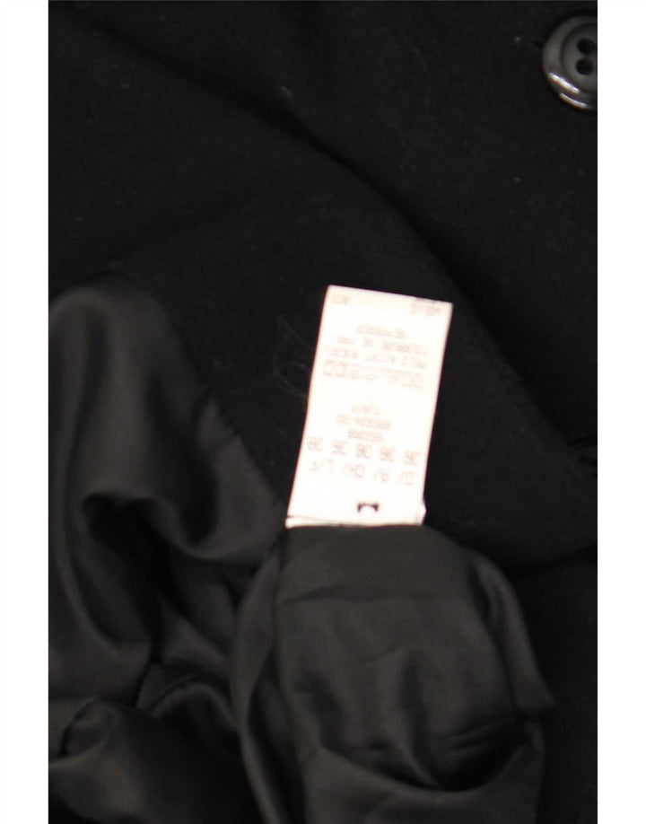 Vintage Mens Double Breasted Coat EU 36 Small Black Wool