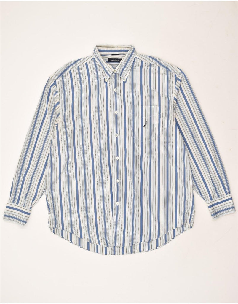 NAUTICA Mens Shirt Large Blue Striped Cotton | Vintage Nautica | Thrift | Second-Hand Nautica | Used Clothing | Messina Hembry 