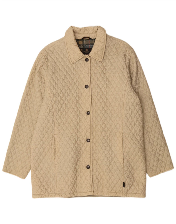 Barbour Womens Quilted Overcoat UK 16 Large Beige Polyamide