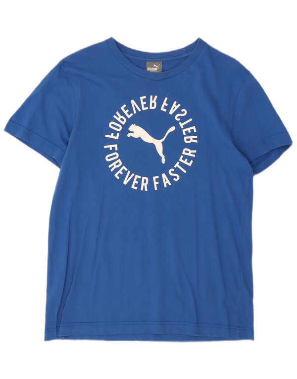 Puma Mens Graphic T-Shirt Top Large Blue Cotton