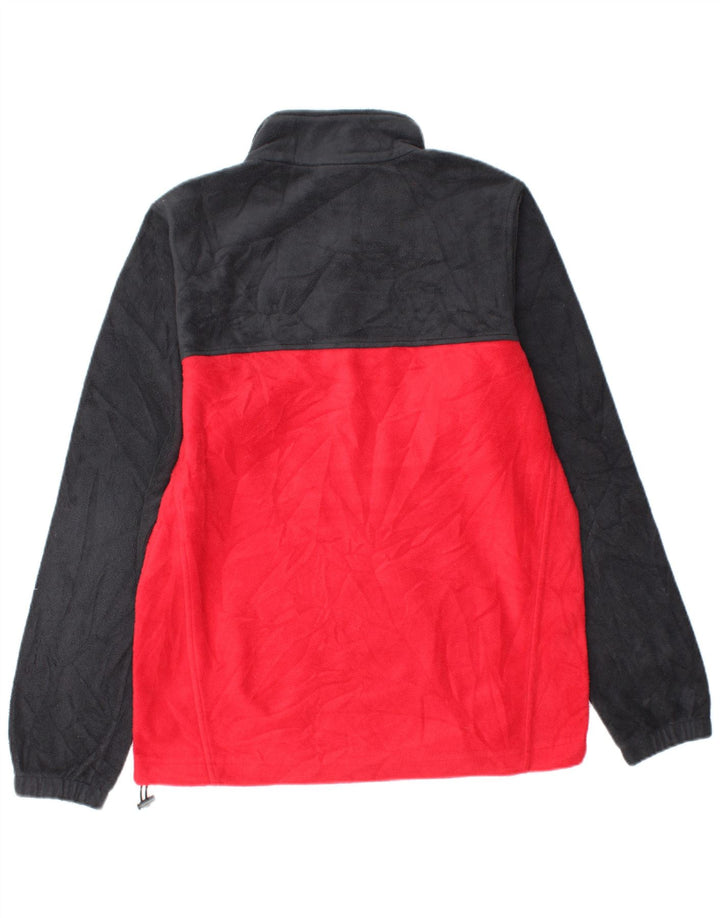 Columbia Mens Zip Neck Fleece Jumper Small Red Colourblock Polyester