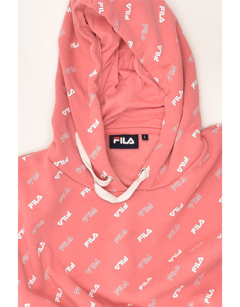 FILA Womens Crop Hoodie Jumper UK 16 Large Pink Cotton | Vintage Fila | Thrift | Second-Hand Fila | Used Clothing | Messina Hembry 