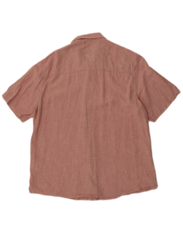 Fat Face Mens Short Sleeve Shirt Large Pink Linen