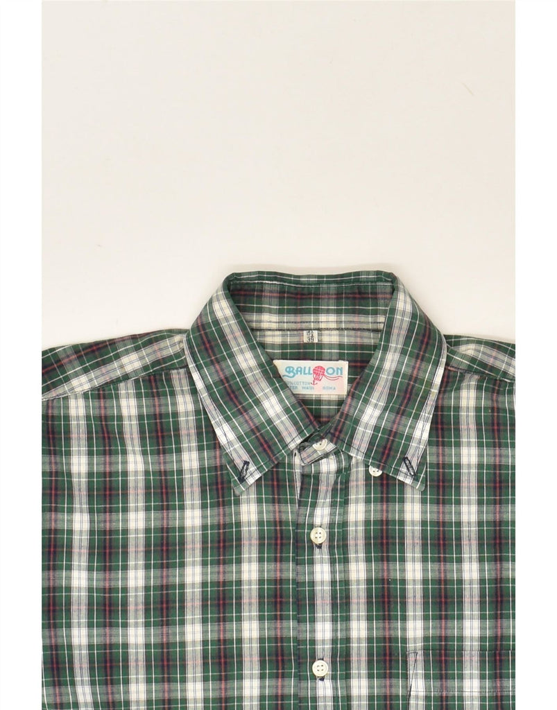 BALLOON Mens Shirt Size 15 1/2 39 Medium Green Check Vintage Balloon and Second-Hand Balloon from Messina Hembry 