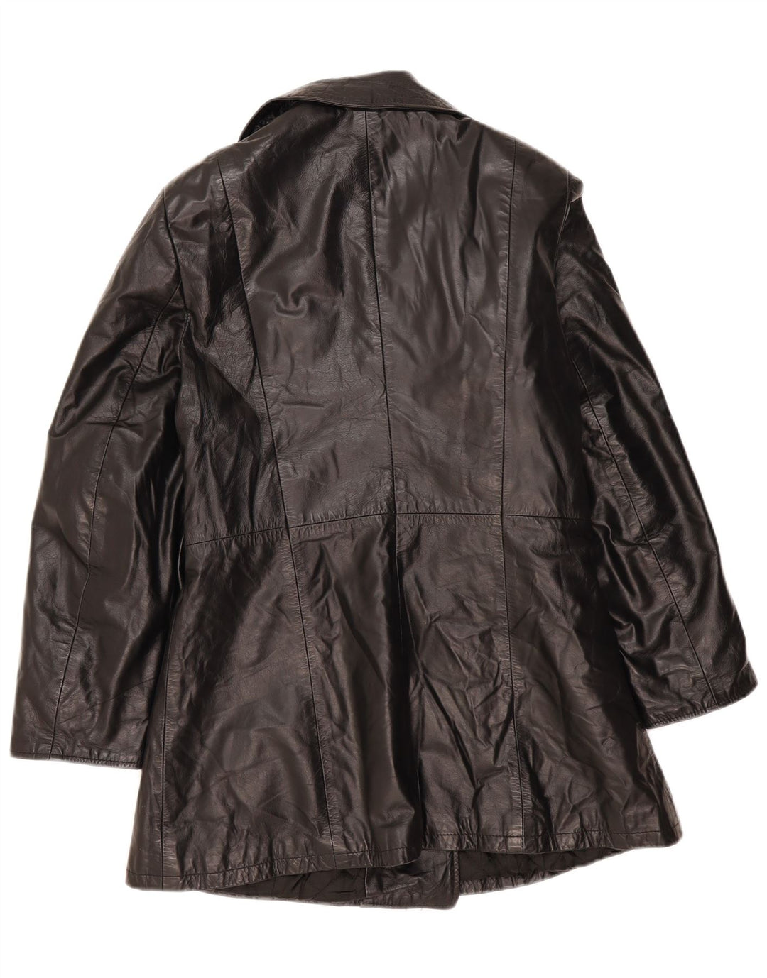 Vintage Womens Double Breasted Leather Coat IT 44 Medium Black