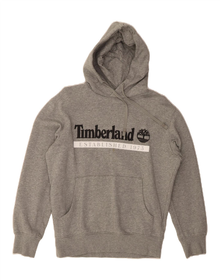 TIMBERLAND Mens Regular Fit Graphic Hoodie Jumper Small Grey Cotton Vintage Timberland and Second-Hand Timberland from Messina Hembry 