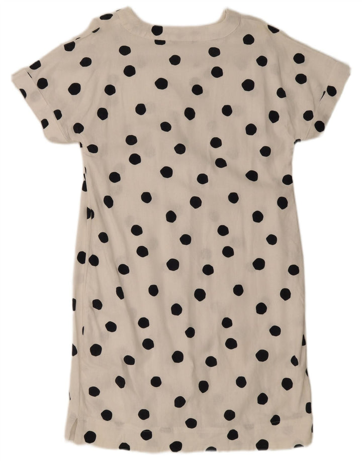 Marks & Spencer Womens A-Line Dress UK 14 Medium White Polka Dot Flax