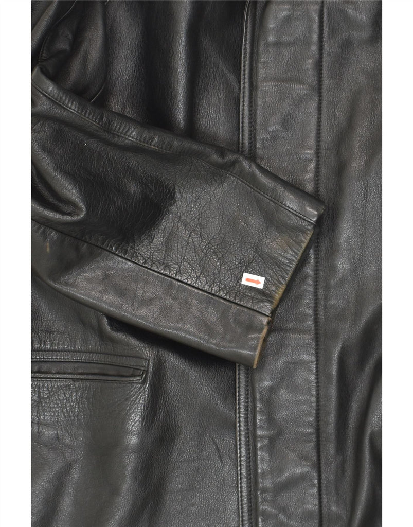 VINTAGE Mens Leather Coat IT 54 2XL Black Leather | Vintage Vintage | Thrift | Second-Hand Vintage | Used Clothing | Messina Hembry 