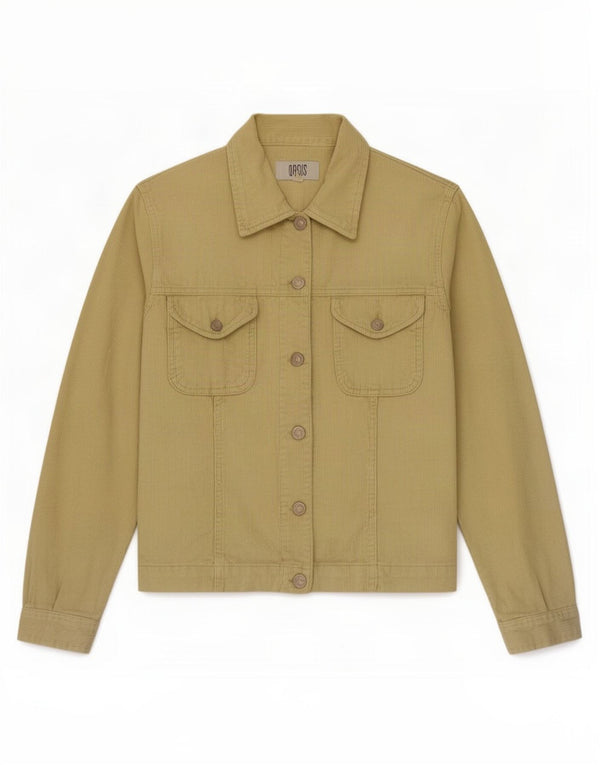 Oasis Womens Corduroy Jacket UK 12 Medium Yellow Cotton